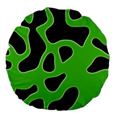 Black Green Abstract Shapes A Completely Seamless Tile Able Background Large 18  Premium Flano Round Cushions by Simbadda