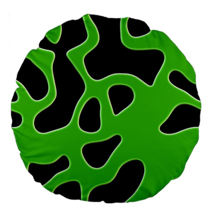 Black Green Abstract Shapes A Completely Seamless Tile Able Background Large 18  Premium Flano Round Cushions