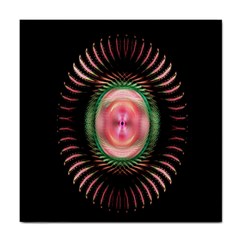 Fractal Plate Like Image In Pink Green And Other Colours Tile Coasters by Simbadda