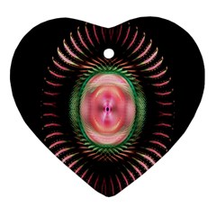 Fractal Plate Like Image In Pink Green And Other Colours Ornament (heart) by Simbadda