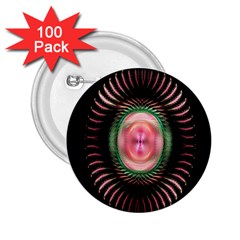 Fractal Plate Like Image In Pink Green And Other Colours 2 25  Buttons (100 Pack)  by Simbadda