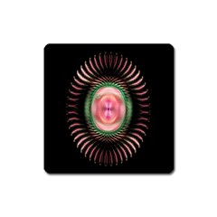 Fractal Plate Like Image In Pink Green And Other Colours Square Magnet by Simbadda