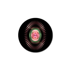 Fractal Plate Like Image In Pink Green And Other Colours Golf Ball Marker by Simbadda