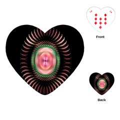 Fractal Plate Like Image In Pink Green And Other Colours Playing Cards (heart)  by Simbadda