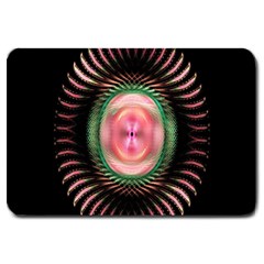 Fractal Plate Like Image In Pink Green And Other Colours Large Doormat  by Simbadda