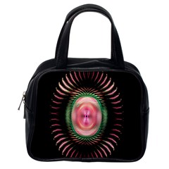 Fractal Plate Like Image In Pink Green And Other Colours Classic Handbags (one Side) by Simbadda