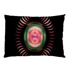 Fractal Plate Like Image In Pink Green And Other Colours Pillow Case by Simbadda