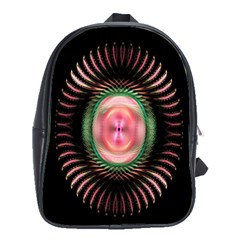 Fractal Plate Like Image In Pink Green And Other Colours School Bags(large)  by Simbadda