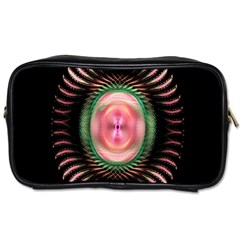 Fractal Plate Like Image In Pink Green And Other Colours Toiletries Bags 2-side by Simbadda