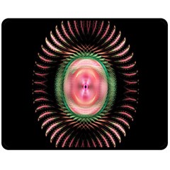 Fractal Plate Like Image In Pink Green And Other Colours Fleece Blanket (medium)  by Simbadda