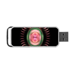 Fractal Plate Like Image In Pink Green And Other Colours Portable Usb Flash (one Side) by Simbadda