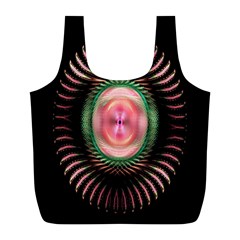 Fractal Plate Like Image In Pink Green And Other Colours Full Print Recycle Bags (l)  by Simbadda