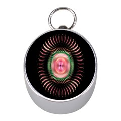 Fractal Plate Like Image In Pink Green And Other Colours Mini Silver Compasses