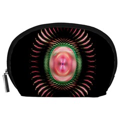 Fractal Plate Like Image In Pink Green And Other Colours Accessory Pouches (large)  by Simbadda