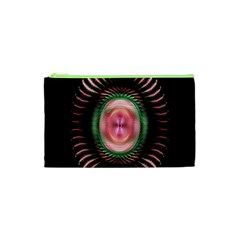 Fractal Plate Like Image In Pink Green And Other Colours Cosmetic Bag (xs) by Simbadda