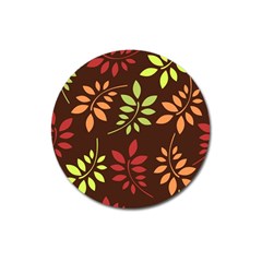 Leaves Wallpaper Pattern Seamless Autumn Colors Leaf Background Magnet 3  (round) by Simbadda