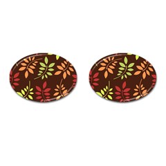 Leaves Wallpaper Pattern Seamless Autumn Colors Leaf Background Cufflinks (oval) by Simbadda