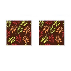 Leaves Wallpaper Pattern Seamless Autumn Colors Leaf Background Cufflinks (square) by Simbadda