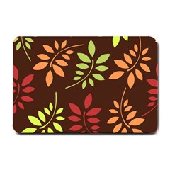 Leaves Wallpaper Pattern Seamless Autumn Colors Leaf Background Small Doormat  by Simbadda