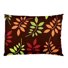 Leaves Wallpaper Pattern Seamless Autumn Colors Leaf Background Pillow Case by Simbadda