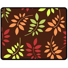 Leaves Wallpaper Pattern Seamless Autumn Colors Leaf Background Fleece Blanket (medium)  by Simbadda