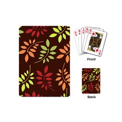 Leaves Wallpaper Pattern Seamless Autumn Colors Leaf Background Playing Cards (mini)  by Simbadda