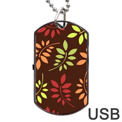 Leaves Wallpaper Pattern Seamless Autumn Colors Leaf Background Dog Tag Usb Flash (one Side) by Simbadda