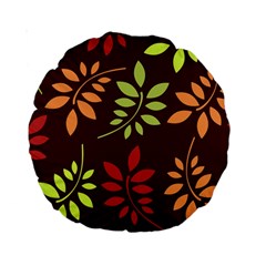 Leaves Wallpaper Pattern Seamless Autumn Colors Leaf Background Standard 15  Premium Round Cushions by Simbadda