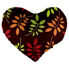 Leaves Wallpaper Pattern Seamless Autumn Colors Leaf Background Large 19  Premium Heart Shape Cushions by Simbadda