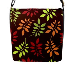 Leaves Wallpaper Pattern Seamless Autumn Colors Leaf Background Flap Messenger Bag (l)  by Simbadda