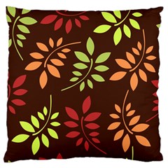 Leaves Wallpaper Pattern Seamless Autumn Colors Leaf Background Large Flano Cushion Case (two Sides) by Simbadda