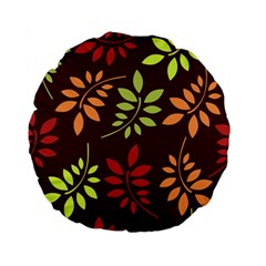 Leaves Wallpaper Pattern Seamless Autumn Colors Leaf Background Standard 15  Premium Flano Round Cushions by Simbadda