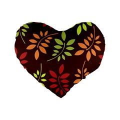 Leaves Wallpaper Pattern Seamless Autumn Colors Leaf Background Standard 16  Premium Flano Heart Shape Cushions by Simbadda