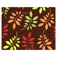 Leaves Wallpaper Pattern Seamless Autumn Colors Leaf Background Double Sided Flano Blanket (medium)  by Simbadda