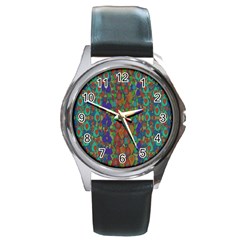 Sea Of Mermaids Round Metal Watch by pepitasart