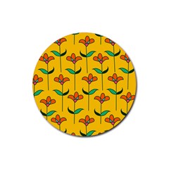 Small Flowers Pattern Floral Seamless Vector Rubber Coaster (Round) 