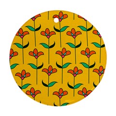 Small Flowers Pattern Floral Seamless Vector Round Ornament (Two Sides)