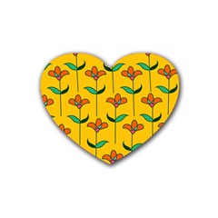 Small Flowers Pattern Floral Seamless Vector Rubber Coaster (Heart) 