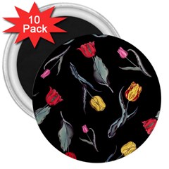 Colorful Tulip Wallpaper Pattern Background Pattern Wallpaper 3  Magnets (10 Pack)  by Simbadda