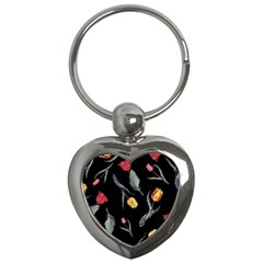 Colorful Tulip Wallpaper Pattern Background Pattern Wallpaper Key Chains (heart)  by Simbadda