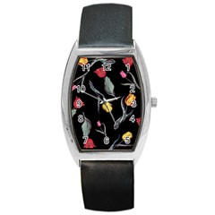 Colorful Tulip Wallpaper Pattern Background Pattern Wallpaper Barrel Style Metal Watch by Simbadda