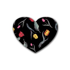 Colorful Tulip Wallpaper Pattern Background Pattern Wallpaper Rubber Coaster (heart)  by Simbadda