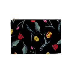 Colorful Tulip Wallpaper Pattern Background Pattern Wallpaper Cosmetic Bag (medium)  by Simbadda