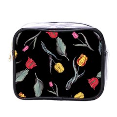 Colorful Tulip Wallpaper Pattern Background Pattern Wallpaper Mini Toiletries Bags by Simbadda