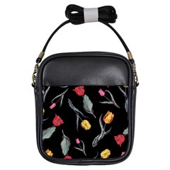 Colorful Tulip Wallpaper Pattern Background Pattern Wallpaper Girls Sling Bags by Simbadda