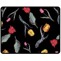 Colorful Tulip Wallpaper Pattern Background Pattern Wallpaper Fleece Blanket (medium)  by Simbadda