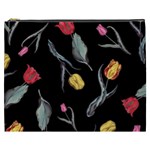 Colorful Tulip Wallpaper Pattern Background Pattern Wallpaper Cosmetic Bag (XXXL)  Front