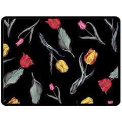 Colorful Tulip Wallpaper Pattern Background Pattern Wallpaper Double Sided Fleece Blanket (large)  by Simbadda