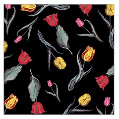 Colorful Tulip Wallpaper Pattern Background Pattern Wallpaper Large Satin Scarf (square) by Simbadda