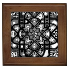 Geometric Line Art Background In Black And White Framed Tiles by Simbadda